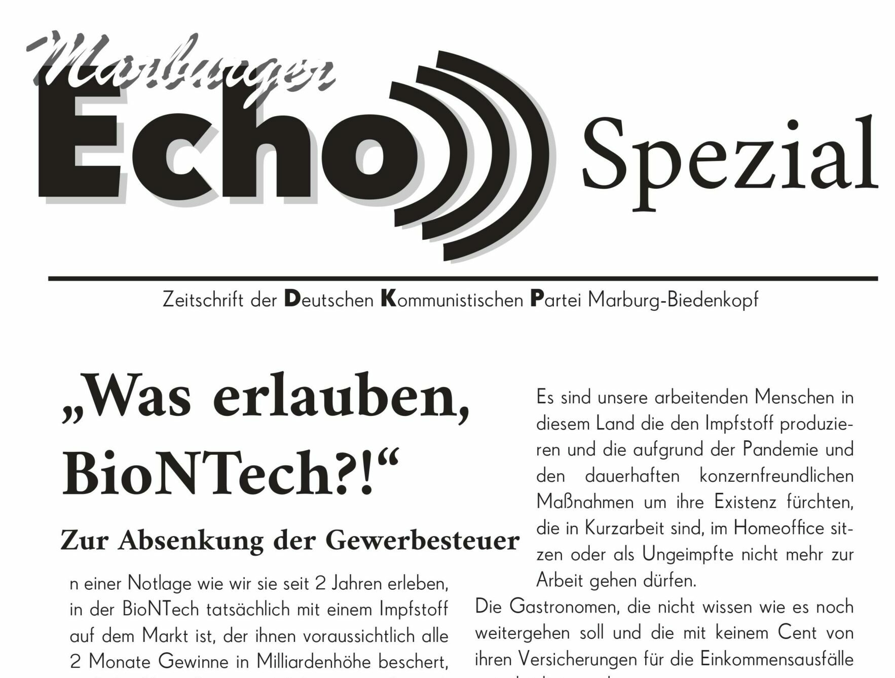 Marburger Echo Spezial – Was erlauben biontech?